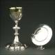 Set of French Chalice and Silver Paten, 1900. Contrasted and in its original case