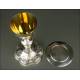 Set of French Chalice and Silver Paten, 1900. Contrasted and in its original case