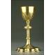 Antique French Chalice in Gilded Silver. XIX Century. Contrasted in all its parts.