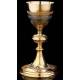 Beautiful Set of Chalice and Paten in Contrasted Silver. France, XIX Century