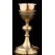 Beautiful Set of Chalice and Paten in Contrasted Silver. France, XIX Century