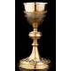 Beautiful Set of Chalice and Paten in Contrasted Silver. France, XIX Century