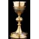 Beautiful Set of Chalice and Paten in Contrasted Silver. France, XIX Century