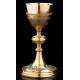 Beautiful Set of Chalice and Paten in Contrasted Silver. France, XIX Century