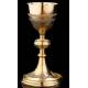 Beautiful Set of Chalice and Paten in Contrasted Silver. France, XIX Century