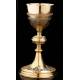 Beautiful Set of Chalice and Paten in Contrasted Silver. France, XIX Century