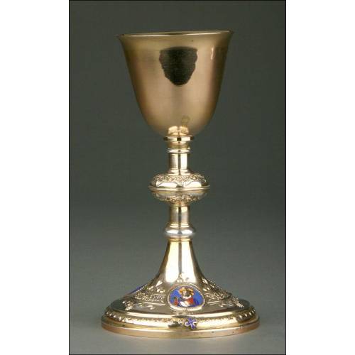 Enameled silver chalice, S. XIX.