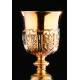 Beautiful Solid Silver Vermeil Chalice with Paten, France Circa 1870.