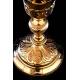 Beautiful Solid Silver Vermeil Chalice with Paten, France Circa 1870.