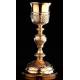 Beautiful Solid Silver Vermeil Chalice with Paten, France Circa 1870.