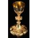 Fantastic Solid Silver Chalice and Paten Set. S. XIX. Dated 1894