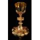 Fantastic Solid Silver Chalice and Paten Set. S. XIX. Dated 1894