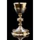 Spectacular Chalice with Paten, both in Solid Silver Contrasted. France, 1890-1910