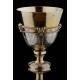 Spectacular Chalice with Paten, both in Solid Silver Contrasted. France, 1890-1910