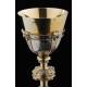 Spectacular Chalice with Paten, both in Solid Silver Contrasted. France, 1890-1910