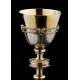 Spectacular Chalice with Paten, both in Solid Silver Contrasted. France, 1890-1910