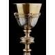 Spectacular Chalice with Paten, both in Solid Silver Contrasted. France, 1890-1910