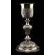 Spectacular Bishop's Chalice in Solid Silver Contrasted. France, XIX Century.