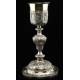 Spectacular Bishop's Chalice in Solid Silver Contrasted. France, XIX Century.