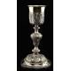 Spectacular Bishop's Chalice in Solid Silver Contrasted. France, XIX Century.