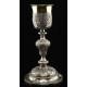 Spectacular Bishop's Chalice in Solid Silver Contrasted. France, XIX Century.