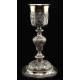 Spectacular Bishop's Chalice in Solid Silver Contrasted. France, XIX Century.