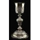 Spectacular Bishop's Chalice in Solid Silver Contrasted. France, XIX Century.