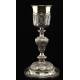 Spectacular Bishop's Chalice in Solid Silver Contrasted. France, XIX Century.