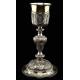 Spectacular Bishop's Chalice in Solid Silver Contrasted. France, XIX Century.