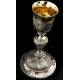 Spectacular Bishop's Chalice in Solid Silver Contrasted. France, XIX Century.