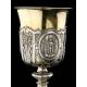 Spectacular Bishop's Chalice in Solid Silver Contrasted. France, XIX Century.