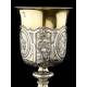 Spectacular Bishop's Chalice in Solid Silver Contrasted. France, XIX Century.