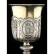 Spectacular Bishop's Chalice in Solid Silver Contrasted. France, XIX Century.