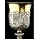 Spectacular Bishop's Chalice in Solid Silver Contrasted. France, XIX Century.