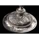 Spectacular Bishop's Chalice in Solid Silver Contrasted. France, XIX Century.
