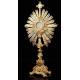 Espectacular Custodia Francesa de 63 cms en Plata Dorada y Contrastada. Siglo XIX. Excelente Estado, Estuche Original