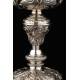 Beautiful French Ciborium in Solid Silver Gilt and metal foot. XIX Century