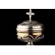 Beautiful French Ciborium in Solid Silver Gilt and metal foot. XIX Century