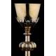 Bello Conjunto Francés de Cáliz y Patena de Plata Maciza. Siglo XIX. Con Contrastes y Estuche Original