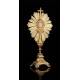 Gran Custodia Francesa de Plata Maciza Dorada de 83 Cm de Altura. S. XIX. En Estuche Original