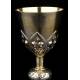 Beautiful French Chalice and Paten in Solid Silver. XIX Century. With Contrasts in Both Pieces