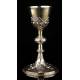 Beautiful French Chalice and Paten in Solid Silver. XIX Century. With Contrasts in Both Pieces