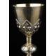 Beautiful French Chalice and Paten in Solid Silver. XIX Century. With Contrasts in Both Pieces