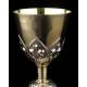 Beautiful French Chalice and Paten in Solid Silver. XIX Century. With Contrasts in Both Pieces