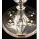 Beautiful French Chalice and Paten in Solid Silver. XIX Century. With Contrasts in Both Pieces