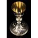 Beautiful French Chalice and Paten in Solid Silver. XIX Century. With Contrasts in Both Pieces