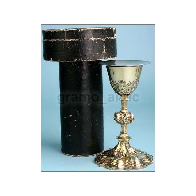 Neo-Gothic silver chalice made by the goldsmith Favier. France. 1870