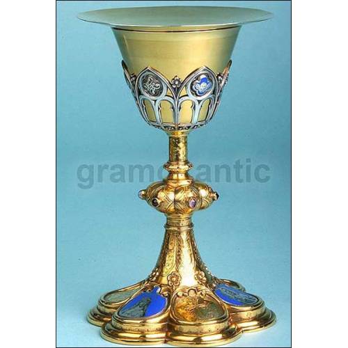 Neo-Gothic chalice. Enjoyed. Duprez. France. S. XIX. Circa 1870