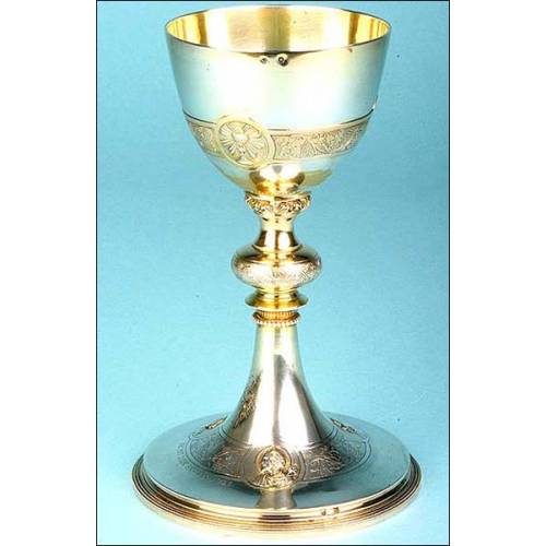 Antique solid silver chalice. 19th century. France.