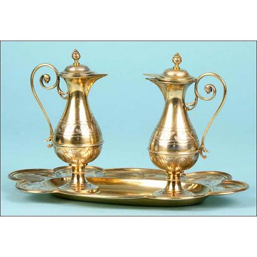 Church vases in solid sterling silver. XIX CENTURY.
